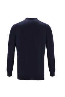 Orta Lacivert Polo Yaka Regular Fit Yünlü Triko Kazak