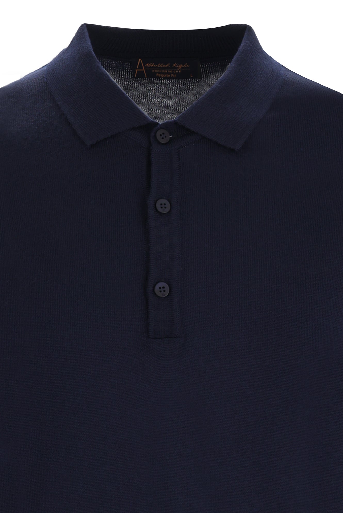 Orta Lacivert Polo Yaka Regular Fit Yünlü Triko Kazak