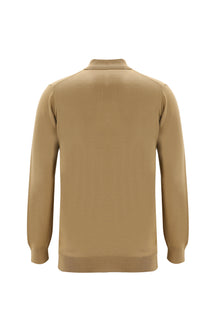 Camel Polo Yaka Regular Fit Yünlü Triko Kazak