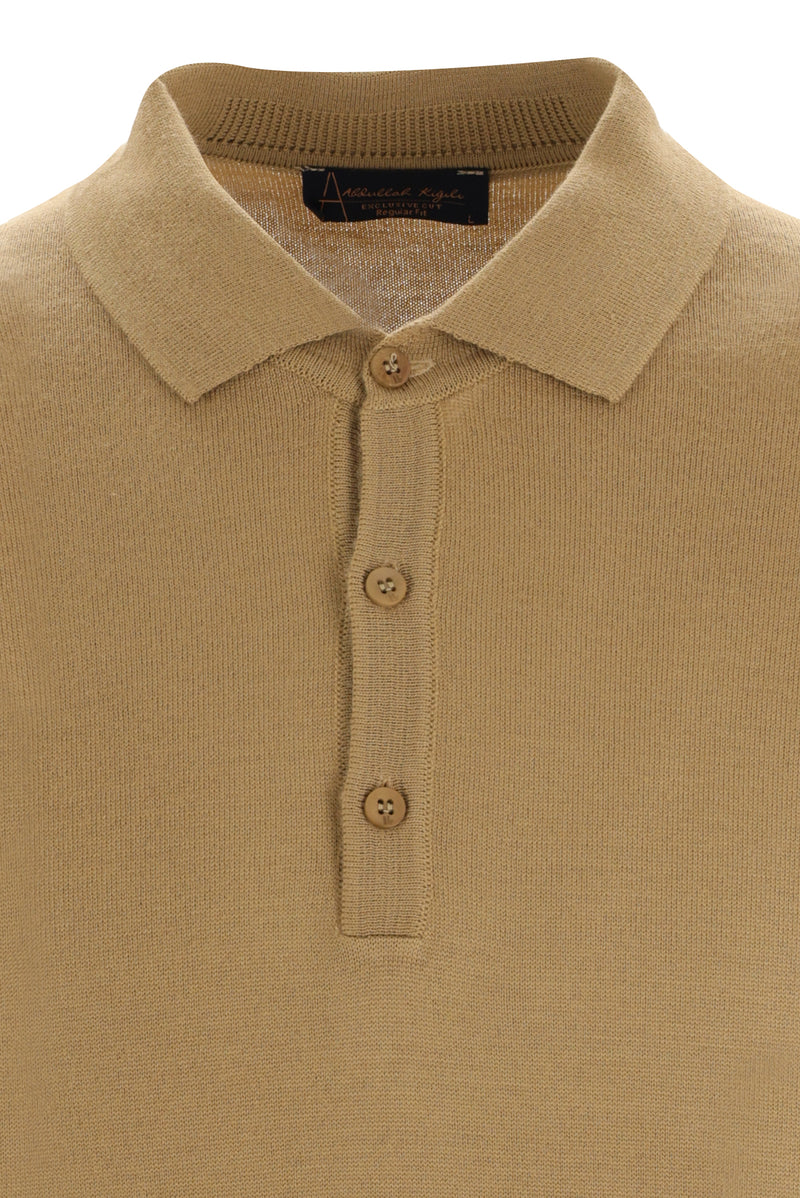 Camel Polo Yaka Regular Fit Yünlü Triko Kazak