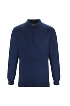 Koyu Petrol Polo Yaka Regular Fit Yünlü Triko Kazak