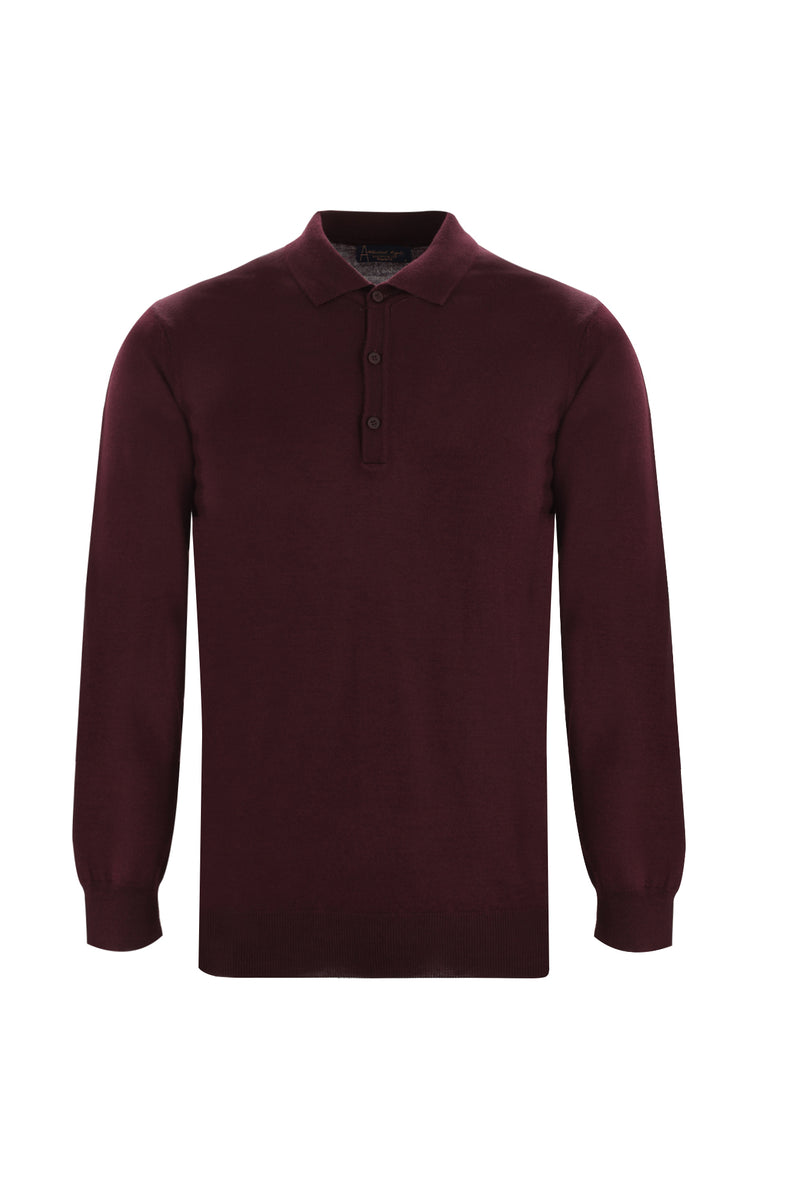 Koyu Bordo Polo Yaka Regular Fit Triko Kazak