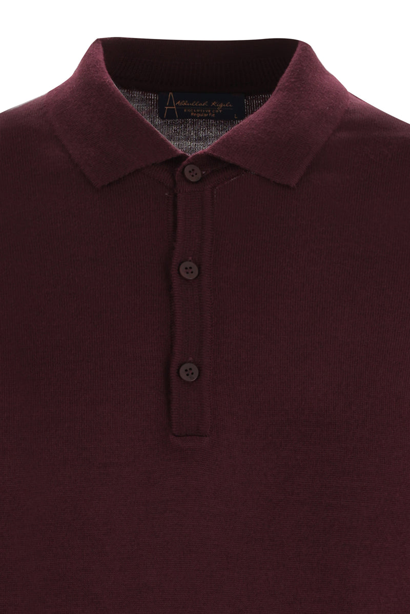 Koyu Bordo Polo Yaka Regular Fit Triko Kazak
