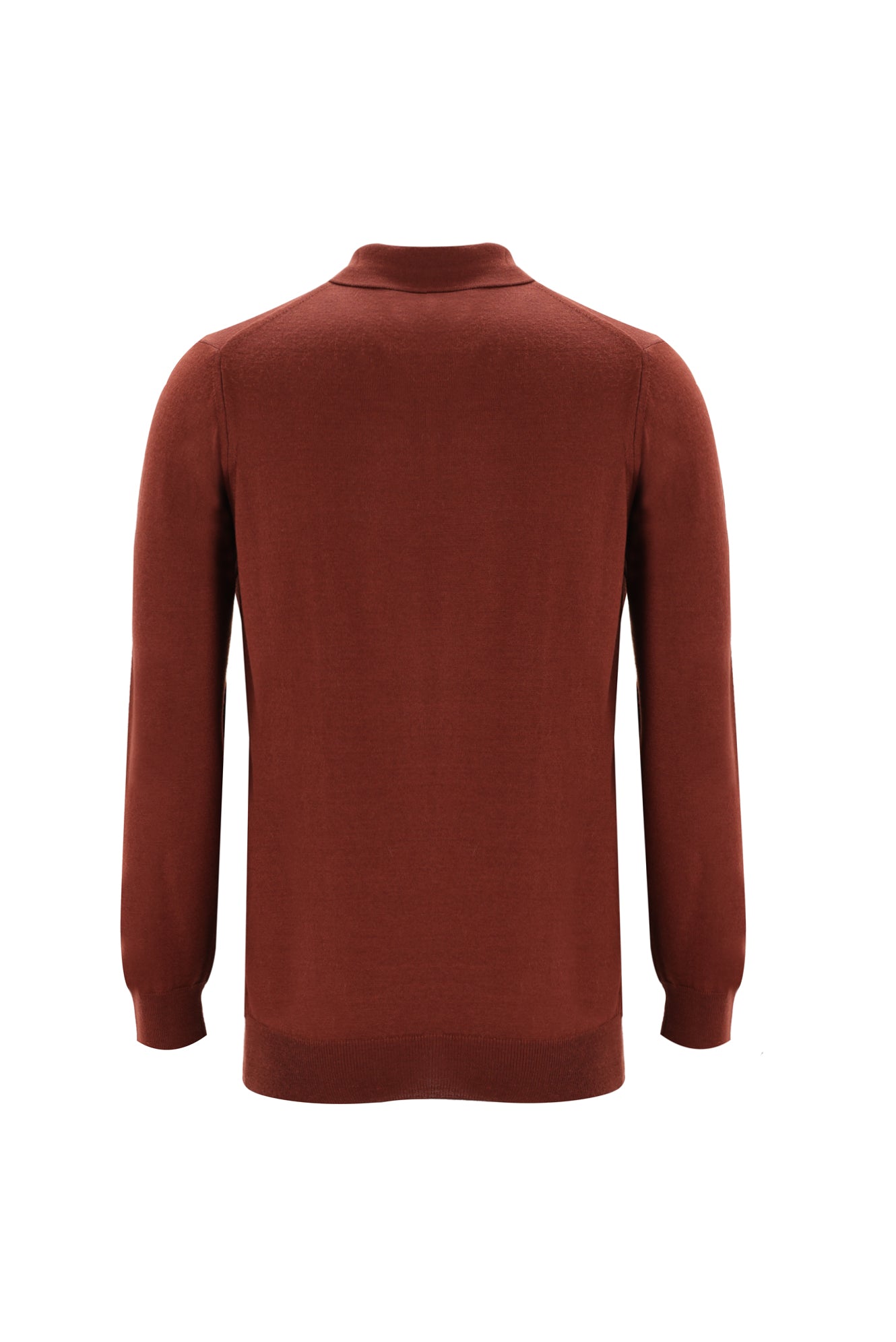 Kiremit Polo Yaka Regular Fit Yünlü Triko Kazak