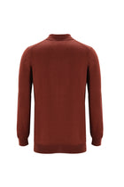 Kiremit Polo Yaka Regular Fit Yünlü Triko Kazak