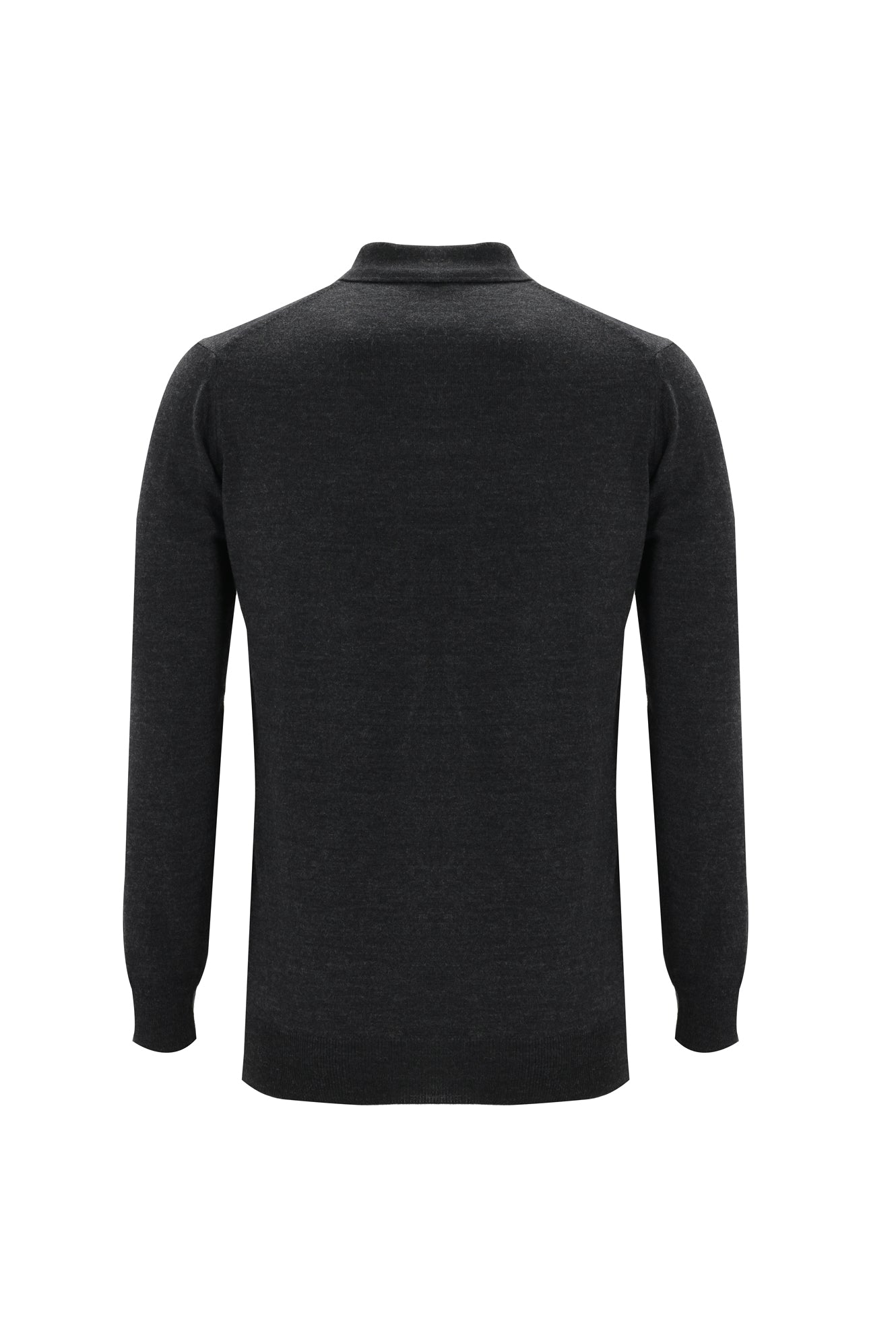 Orta Antrasit Polo Yaka Regular Fit Yünlü Triko Kazak