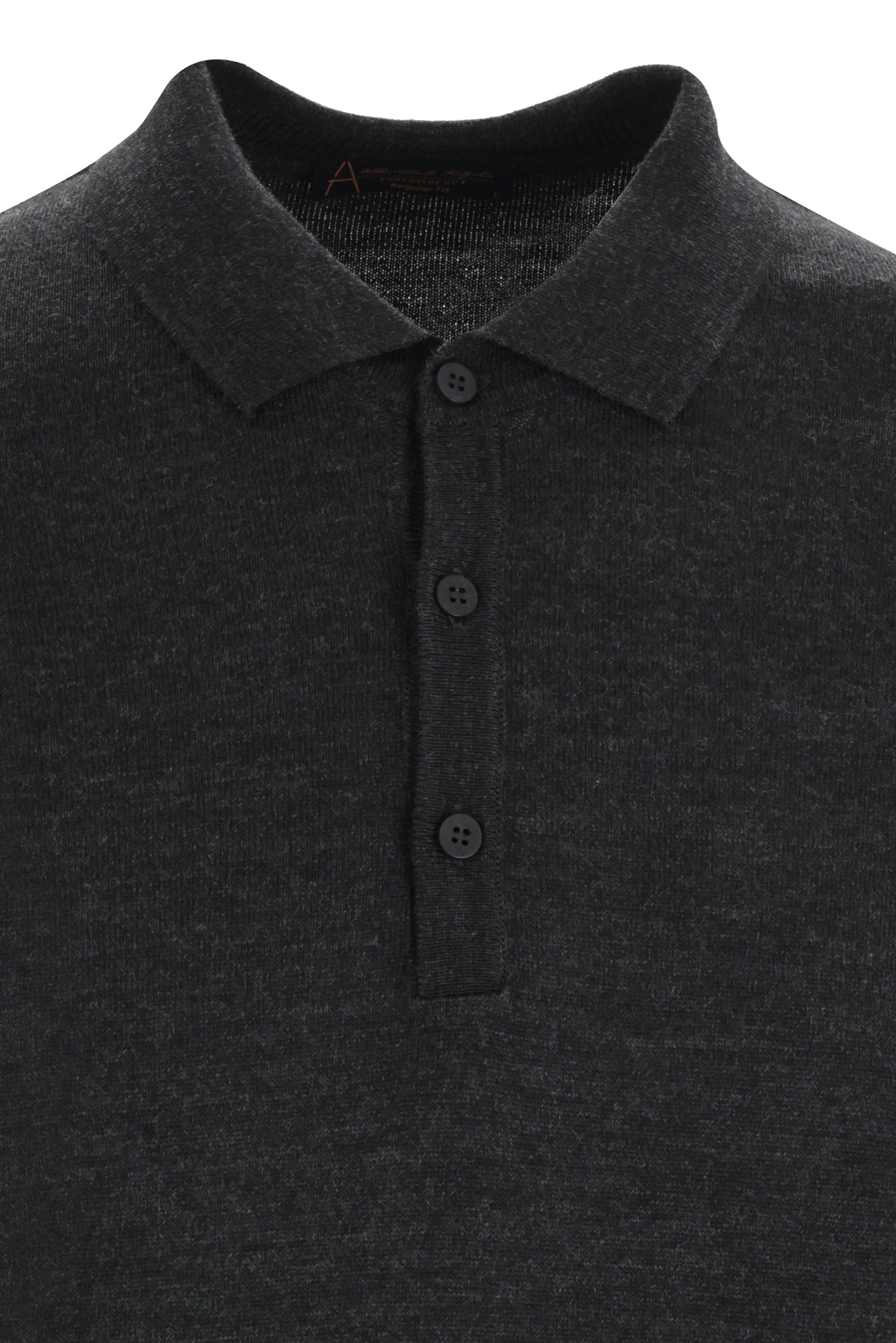 Orta Antrasit Polo Yaka Regular Fit Yünlü Triko Kazak