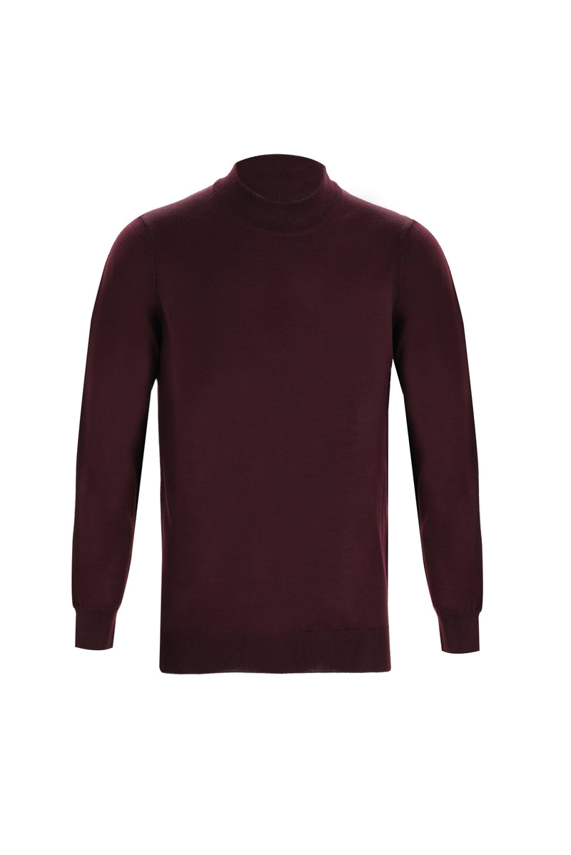 Açık Bordo Yarım Balıkçı Yaka Regular Fit Yünlü Triko Kazak