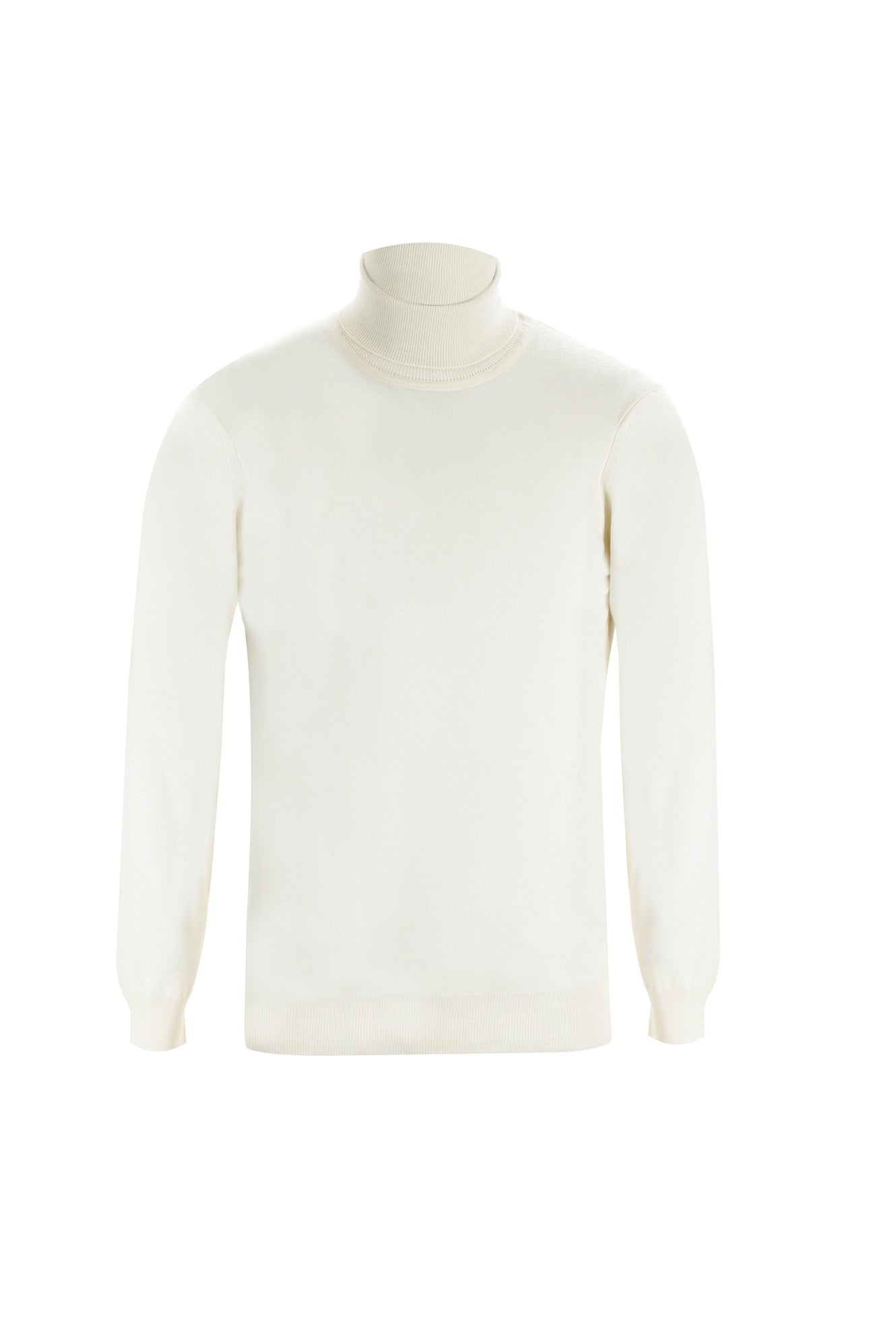 Ekru Balıkçı Yaka Regular Fit Yünlü Triko Kazak