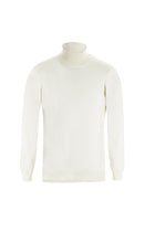 Ekru Balıkçı Yaka Regular Fit Yünlü Triko Kazak