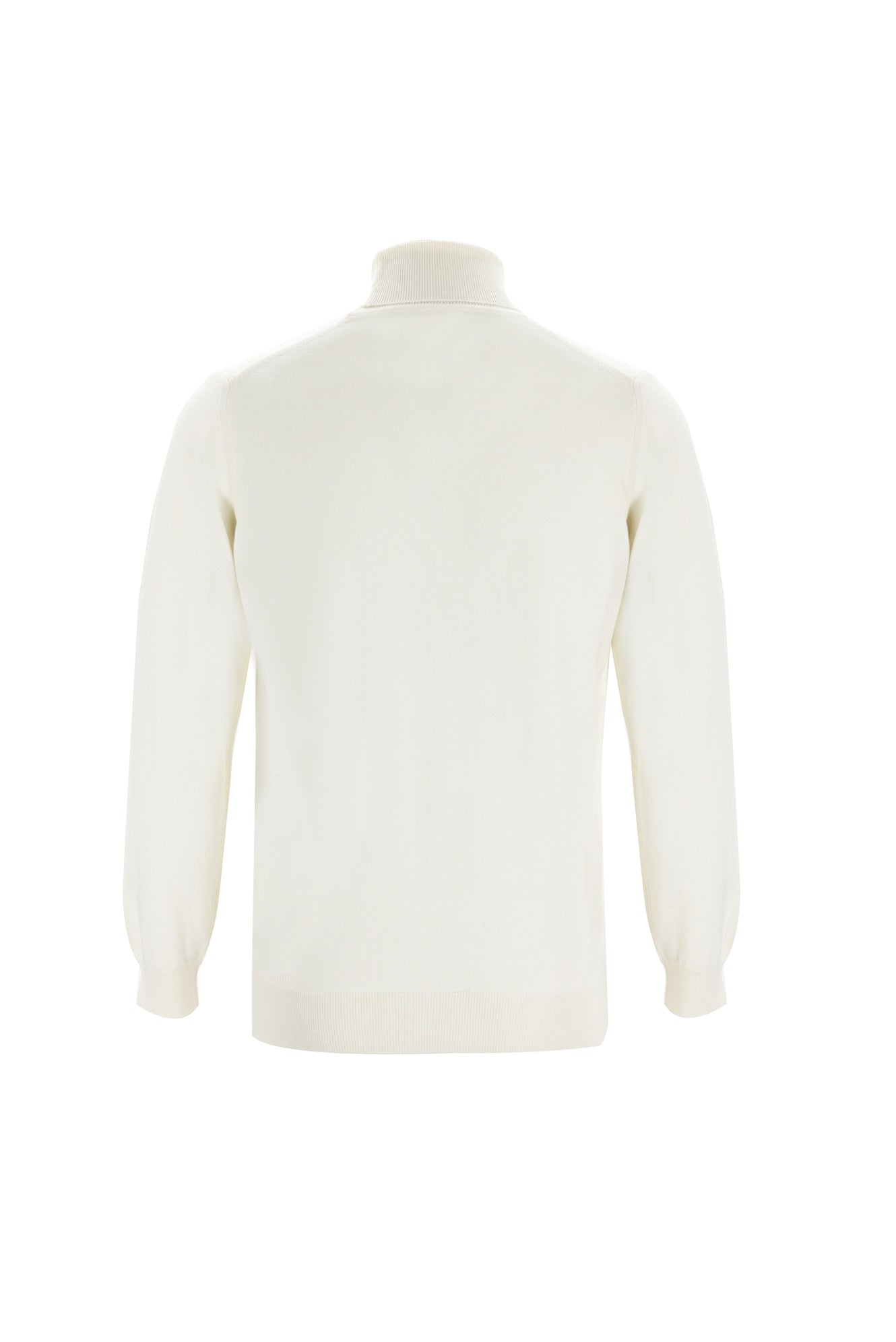 Ekru Balıkçı Yaka Regular Fit Yünlü Triko Kazak