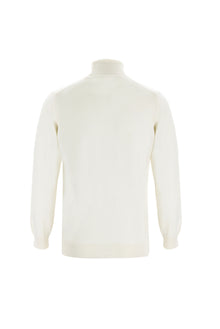 Ekru Balıkçı Yaka Regular Fit Yünlü Triko Kazak