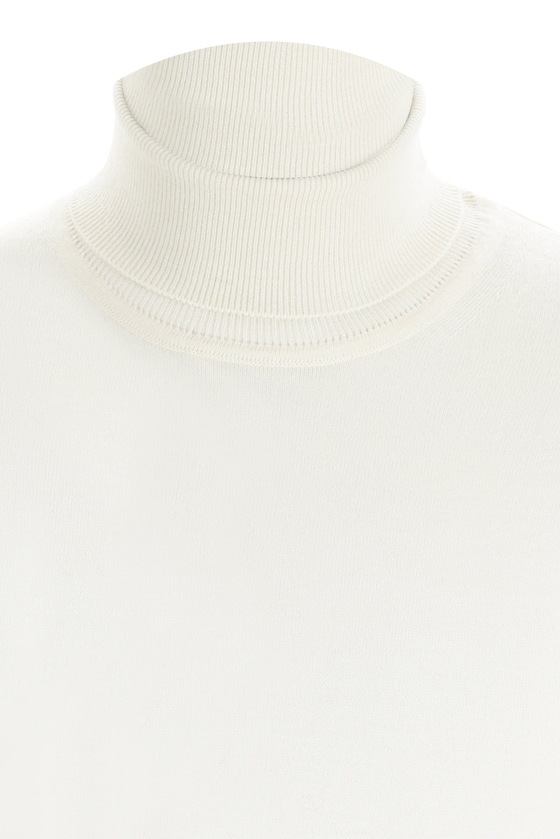 Ekru Balıkçı Yaka Regular Fit Yünlü Triko Kazak