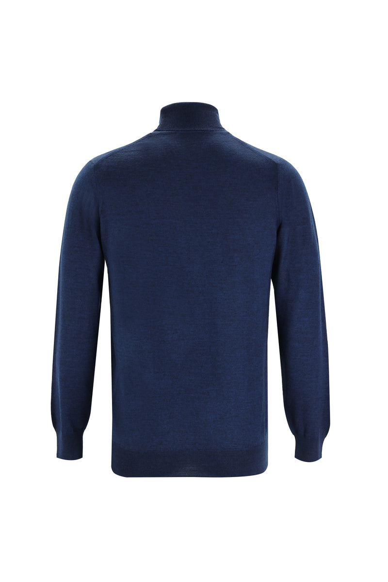 Koyu Petrol Balıkçı Yaka Regular Fit Yünlü Triko Kazak