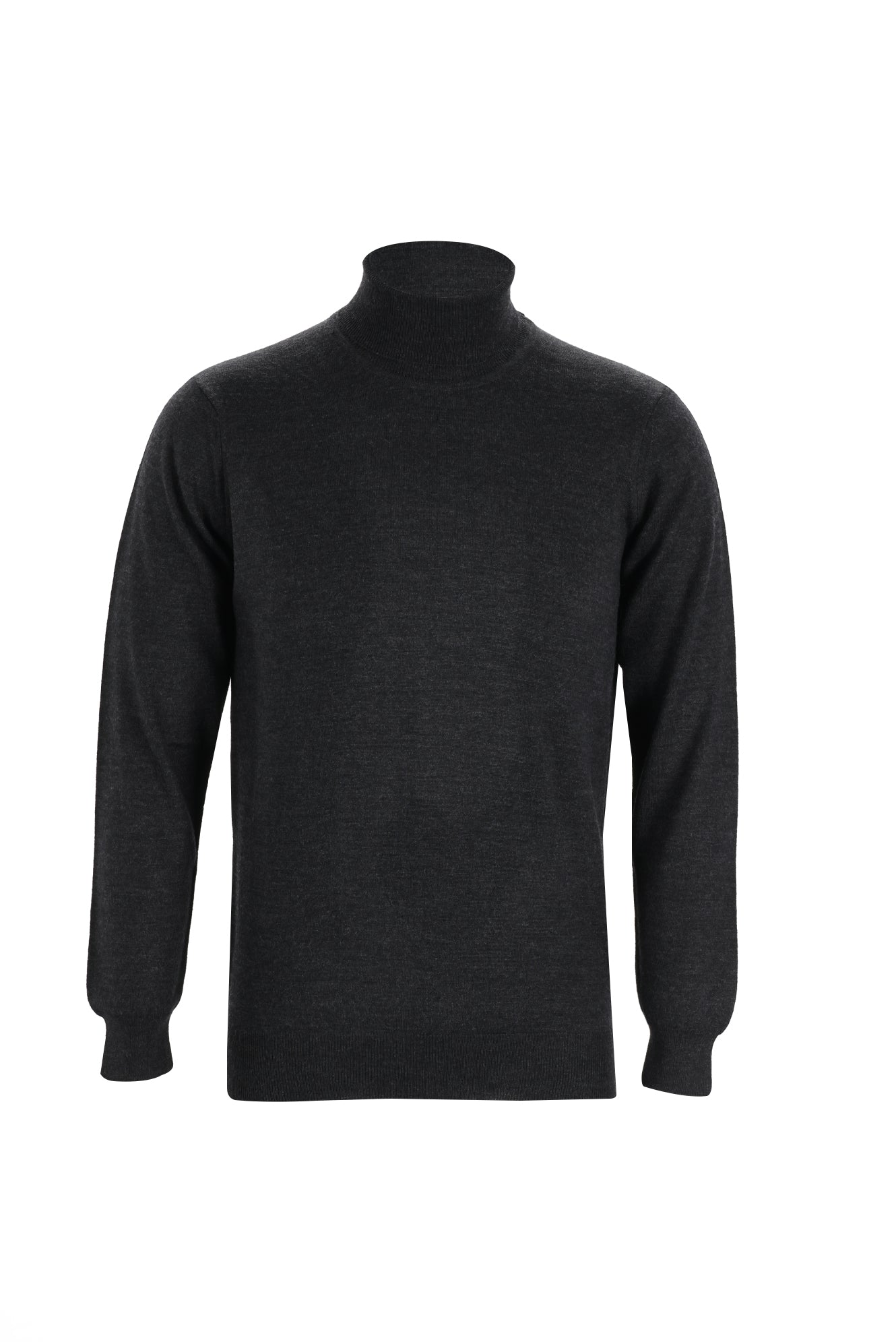 Orta Antrasit Balıkçı Yaka Regular Fit Yünlü Triko Kazak