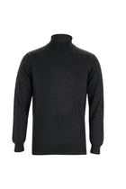 Orta Antrasit Balıkçı Yaka Regular Fit Yünlü Triko Kazak