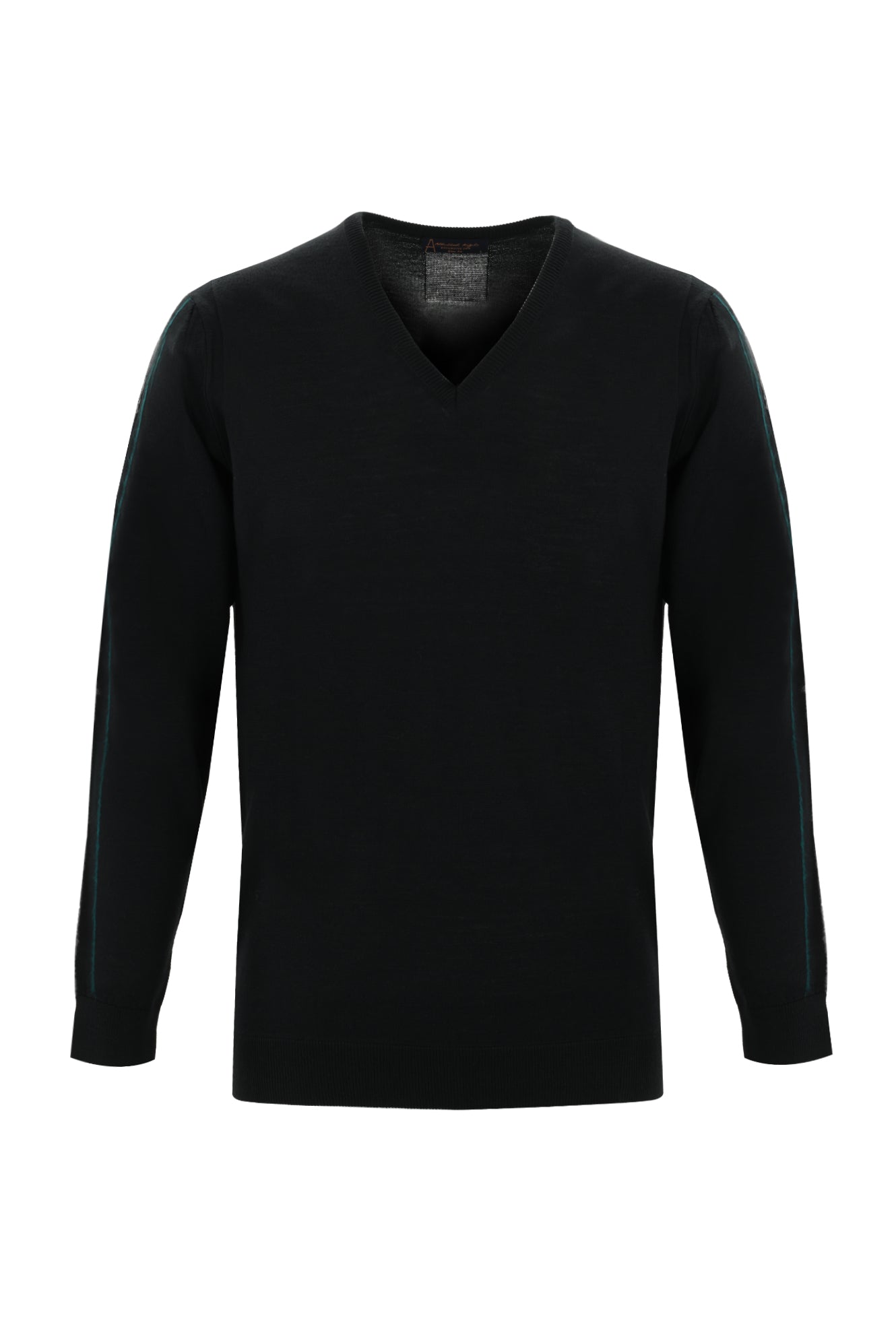 Siyah V Yaka Slim Fit Dar Kesim Yünlü Triko Kazak