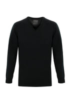 Siyah V Yaka Slim Fit Dar Kesim Yünlü Triko Kazak