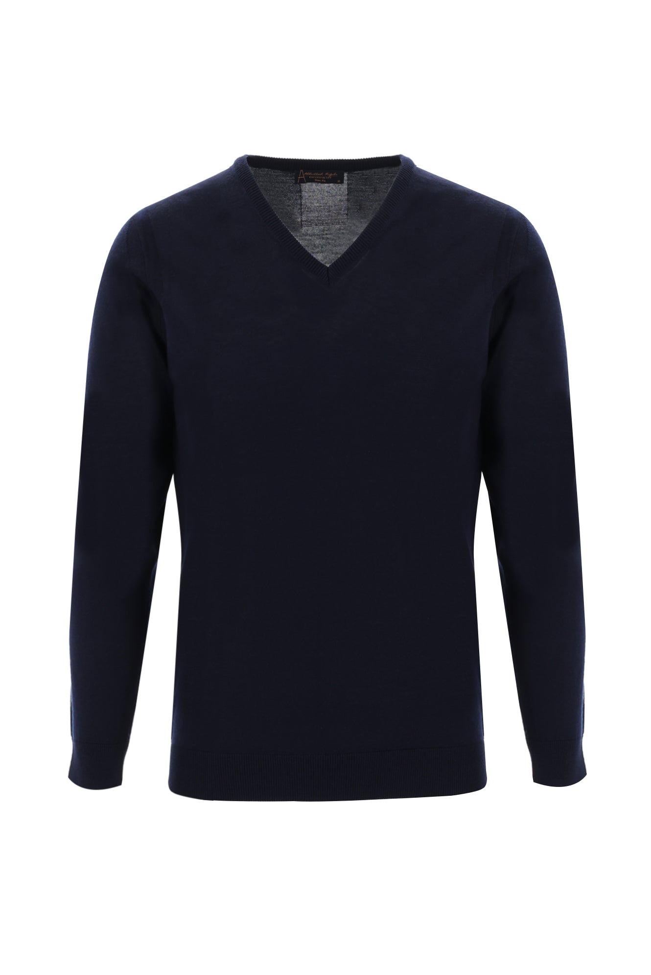 Koyu Lacivert V Yaka Slim Fit Dar Kesim Yünlü Triko Kazak