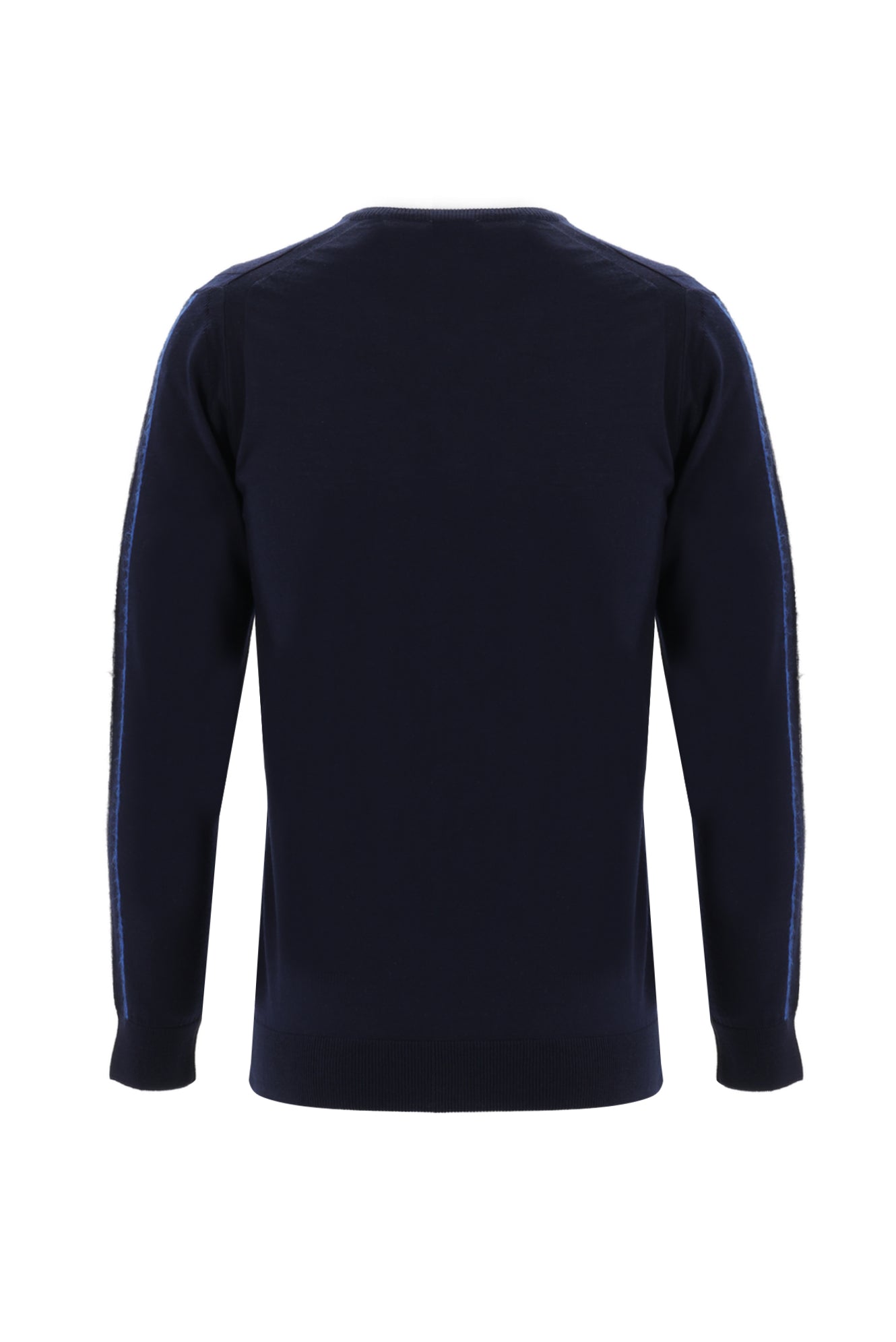 Koyu Lacivert V Yaka Slim Fit Dar Kesim Yünlü Triko Kazak