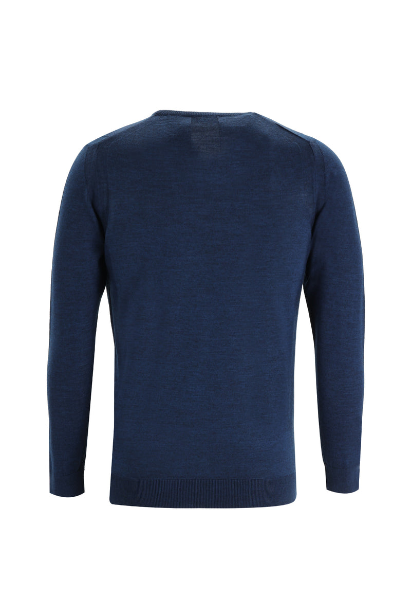 Koyu Petrol Bisiklet Yaka Regular Fit Yünlü Triko Kazak