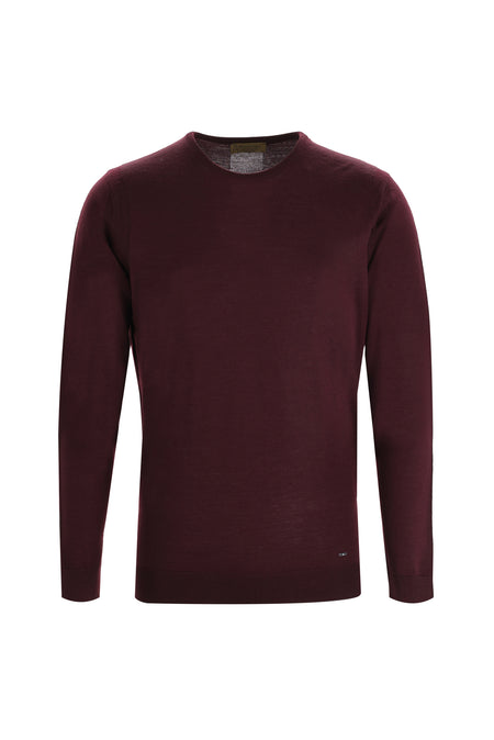 Koyu Bordo Bisiklet Yaka Regular Fit Triko Kazak