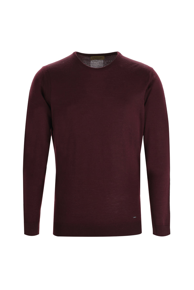 Koyu Bordo Bisiklet Yaka Regular Fit Triko Kazak