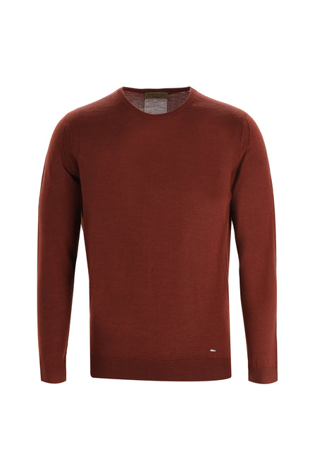 Kiremit Bisiklet Yaka Regular Fit Triko Kazak