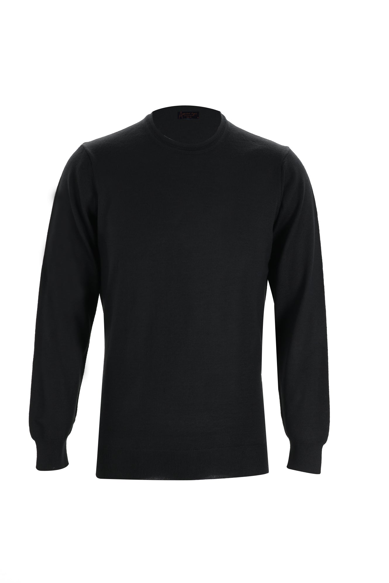 Siyah Bisiklet Yaka Regular Fit Yünlü Triko Kazak