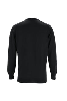 Siyah Bisiklet Yaka Regular Fit Yünlü Triko Kazak