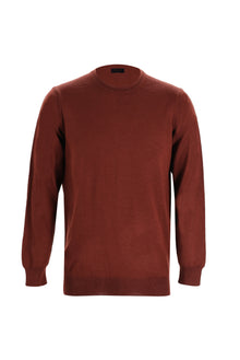 Kiremit Bisiklet Yaka Regular Fit Yünlü Triko Kazak