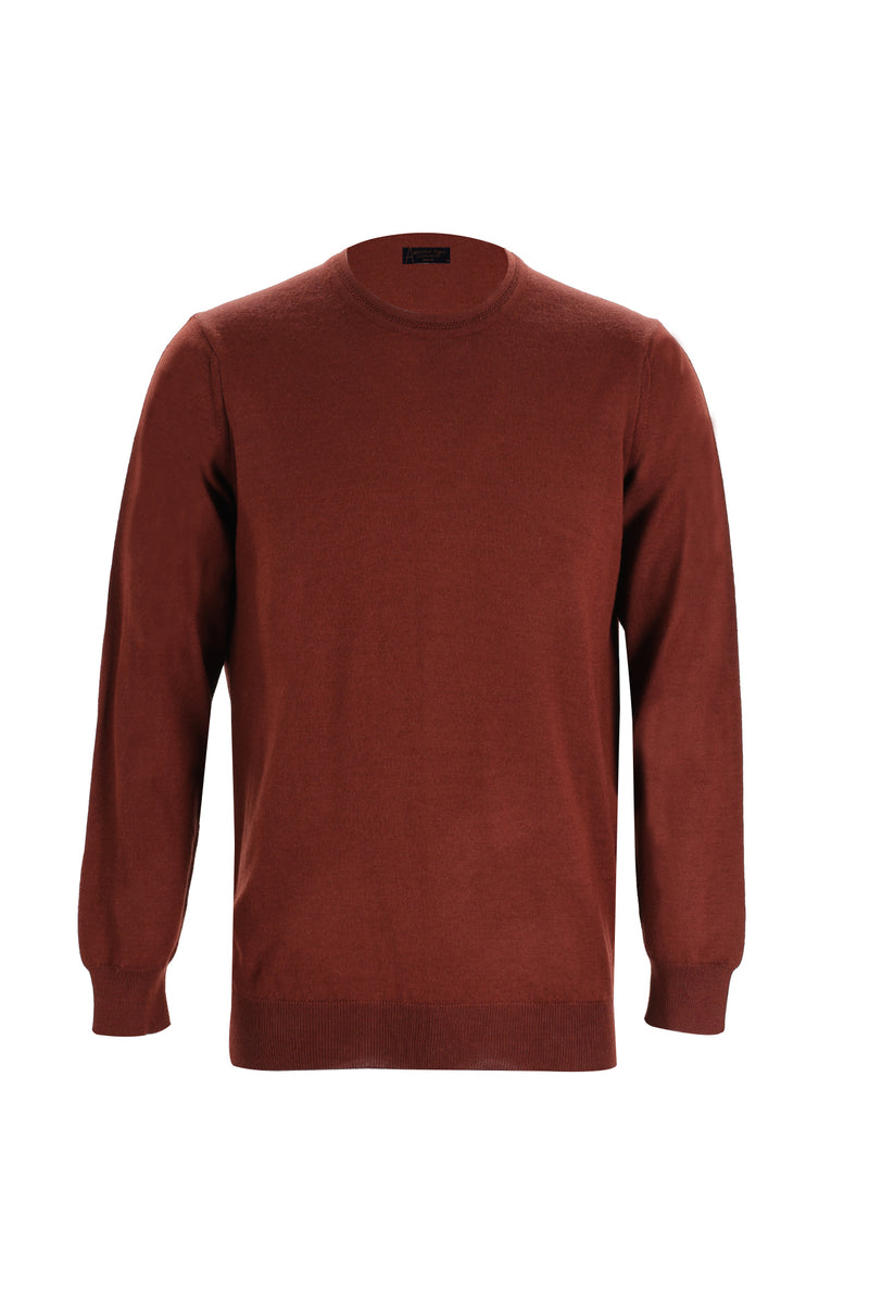 Kiremit Bisiklet Yaka Regular Fit Yünlü Triko Kazak