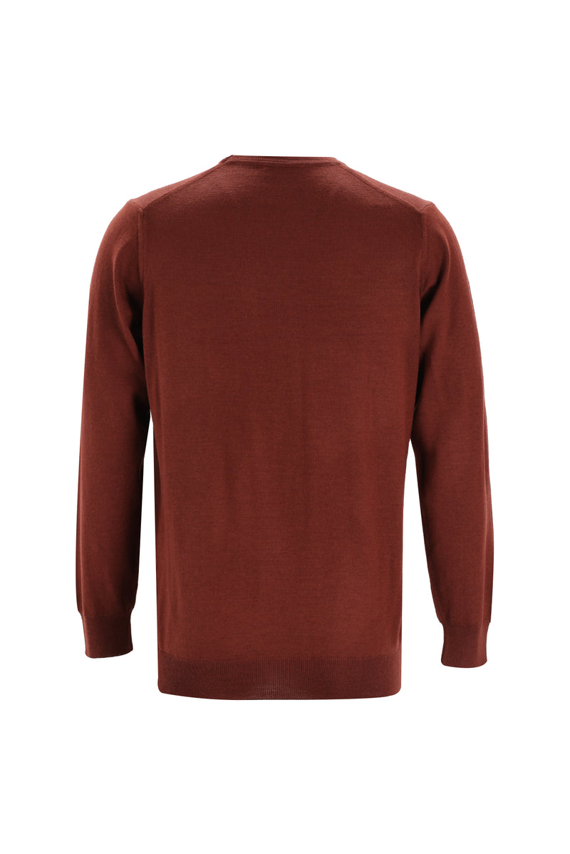 Kiremit Bisiklet Yaka Regular Fit Yünlü Triko Kazak