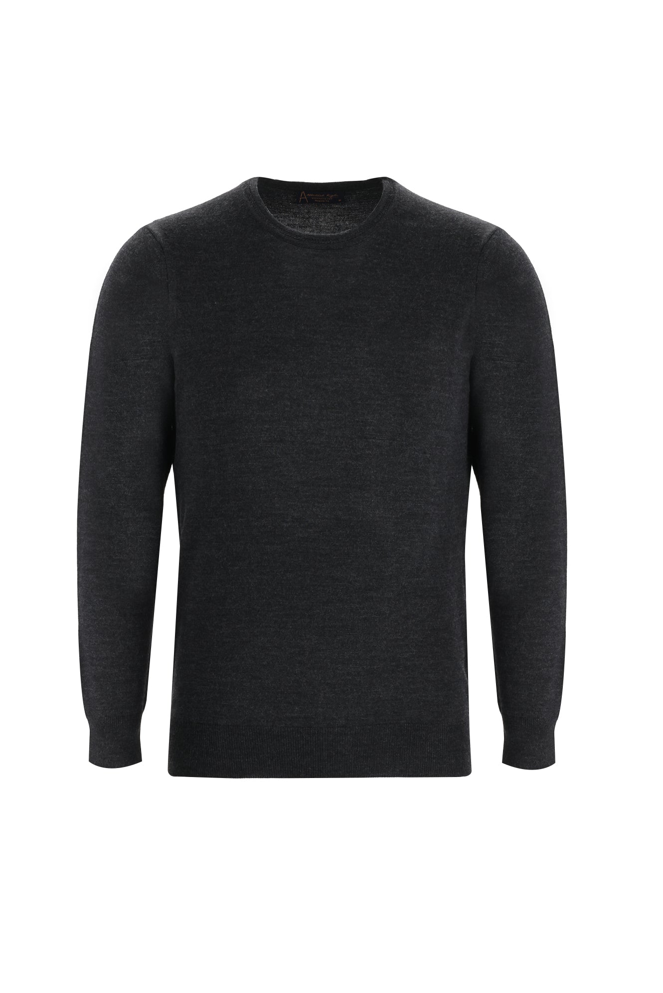 Orta Antrasit Bisiklet Yaka Regular Fit Yünlü Triko Kazak