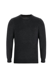 Orta Antrasit Bisiklet Yaka Regular Fit Yünlü Triko Kazak