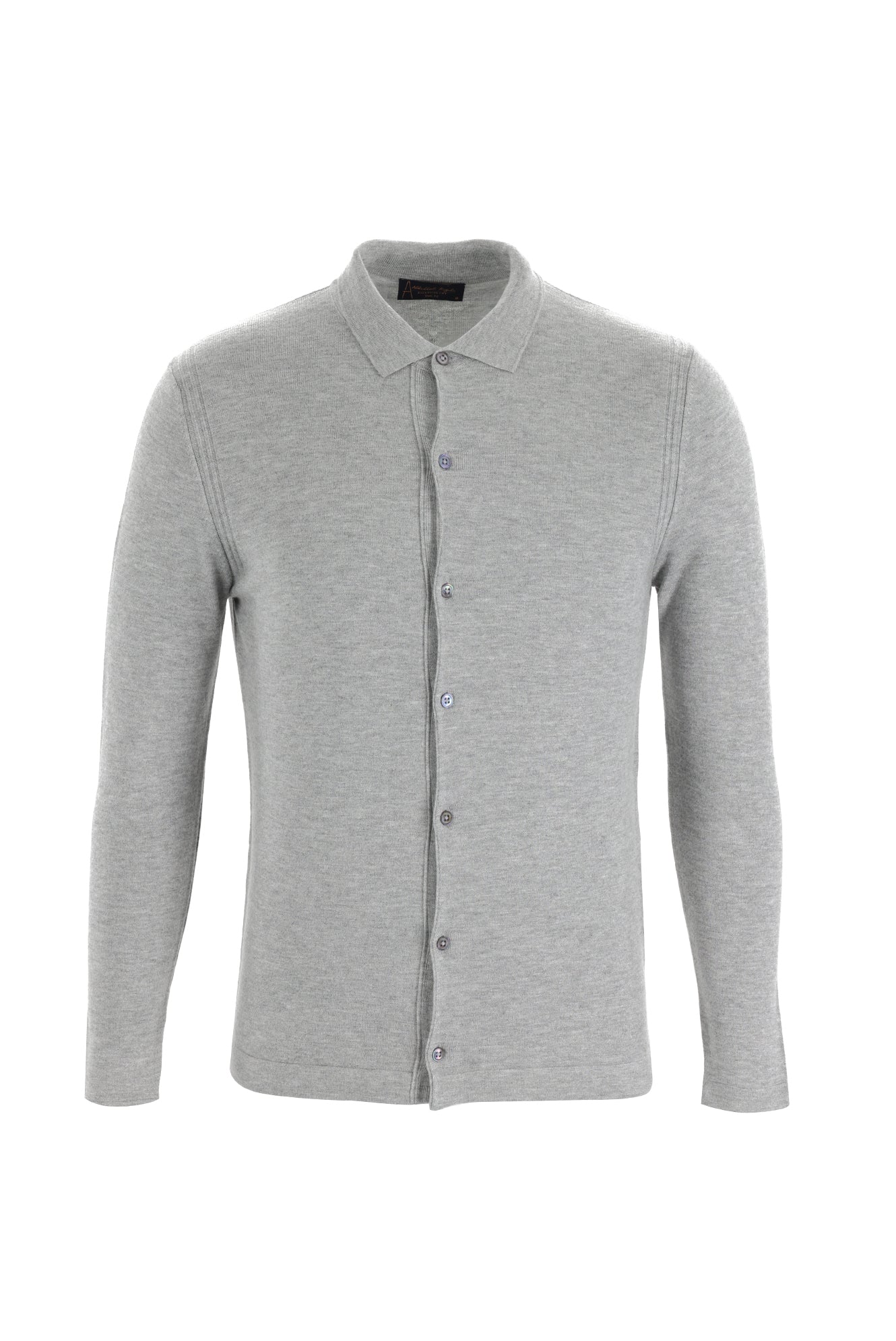 Orta Gri Polo Yaka Slim Fit Dar Kesim Triko Hırka