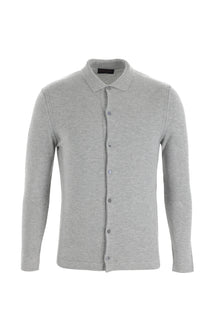 Orta Gri Polo Yaka Slim Fit Dar Kesim Triko Hırka