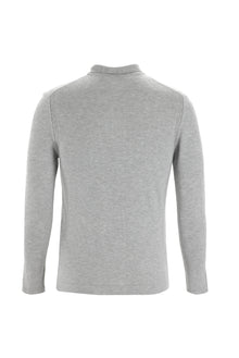 Orta Gri Polo Yaka Slim Fit Dar Kesim Triko Hırka