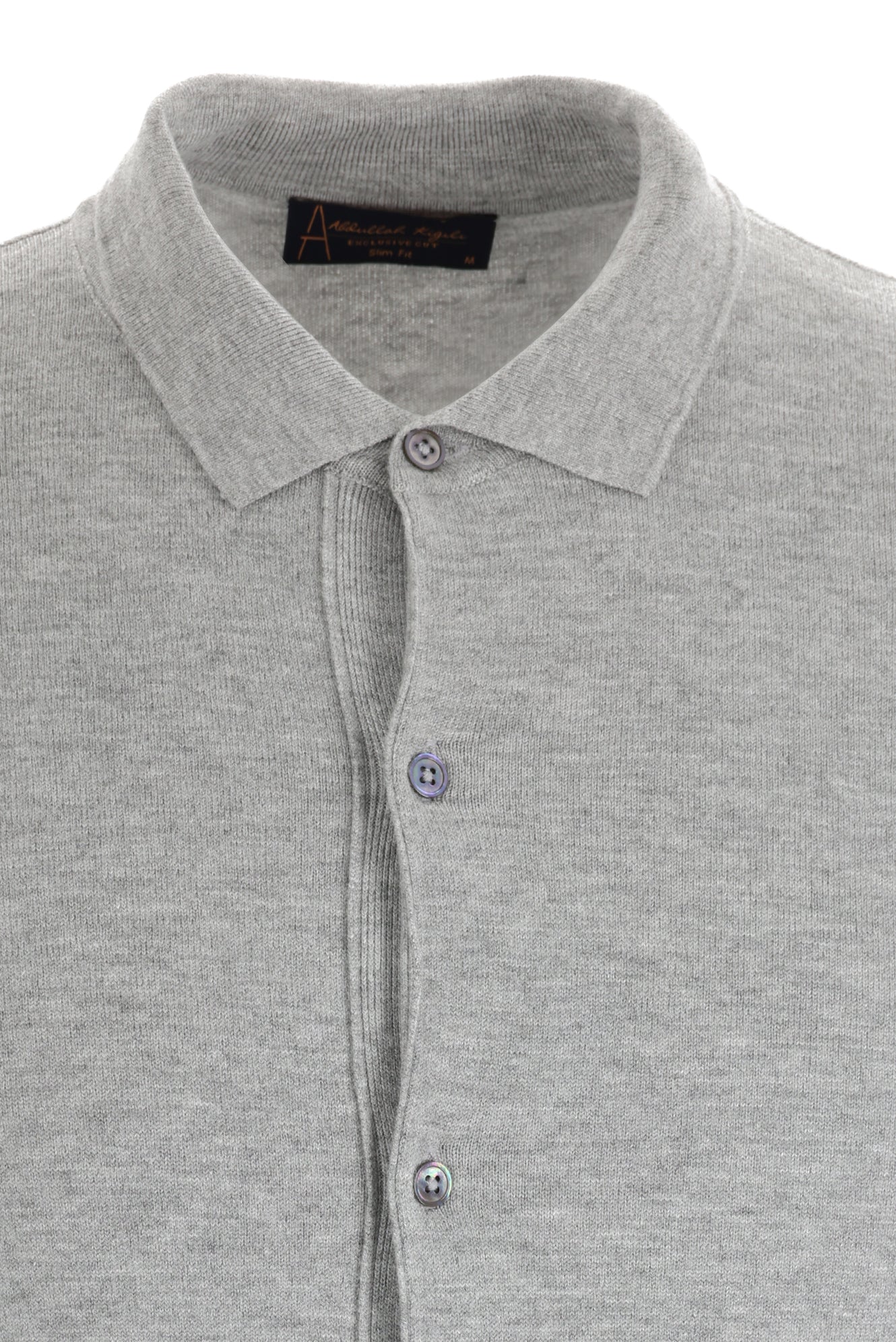 Orta Gri Polo Yaka Slim Fit Dar Kesim Triko Hırka