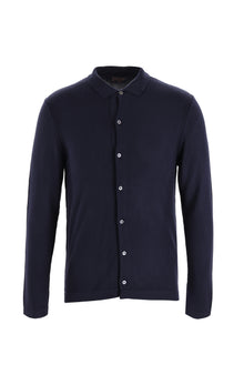 Koyu Lacivert Polo Yaka Slim Fit Dar Kesim Triko Hırka