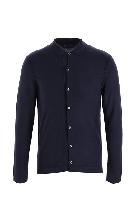 Koyu Lacivert Polo Yaka Slim Fit Dar Kesim Triko Hırka