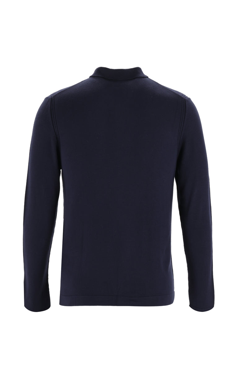 Koyu Lacivert Polo Yaka Slim Fit Dar Kesim Triko Hırka