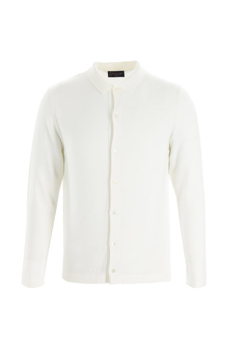 Ekru Polo Yaka Slim Fit Dar Kesim Triko Hırka