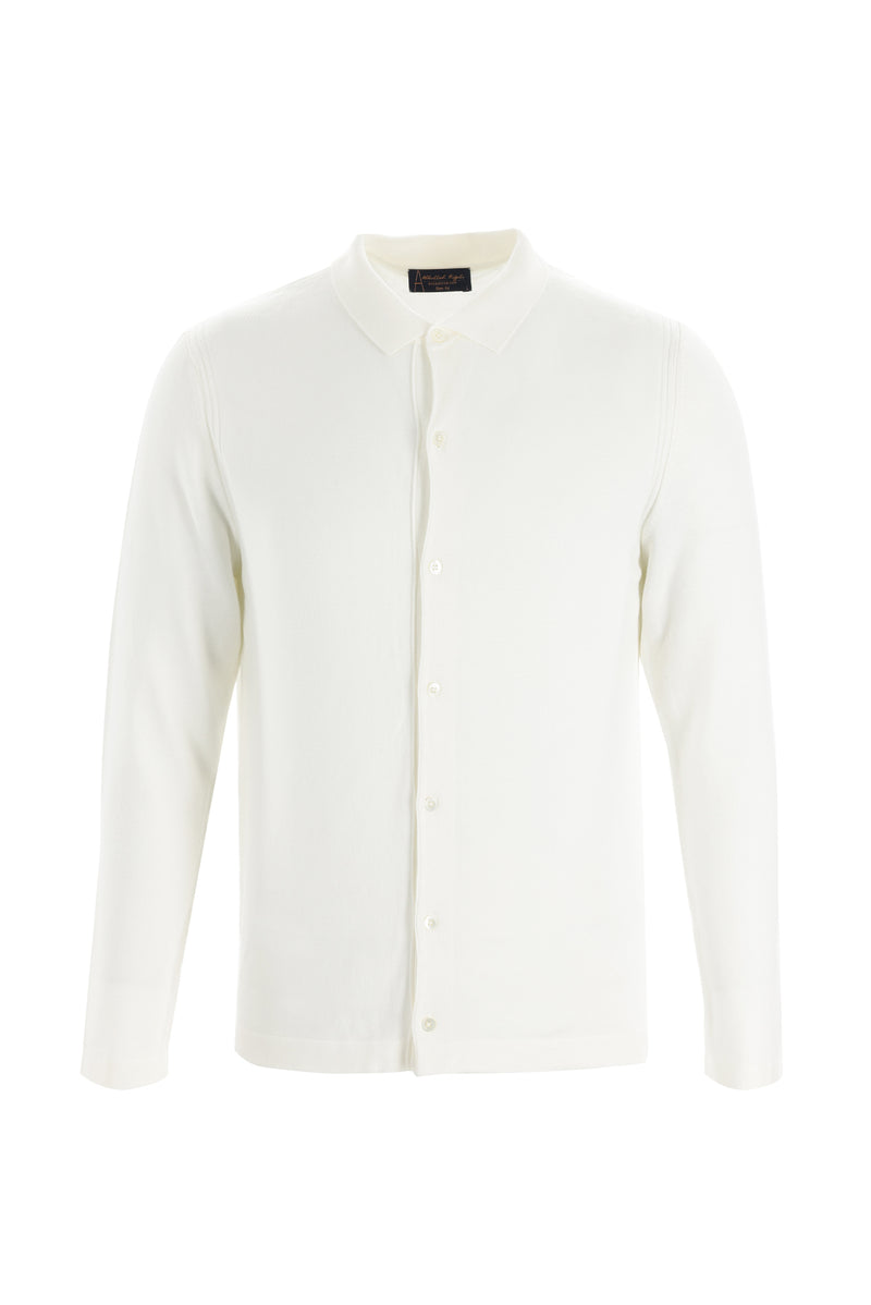 Ekru Polo Yaka Slim Fit Dar Kesim Triko Hırka