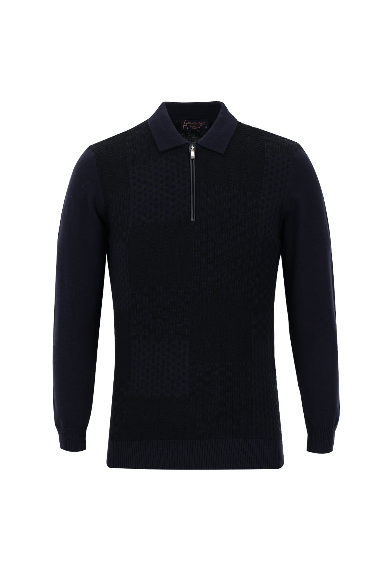 Koyu Lacivert Polo Yaka Regular Fit Fermuarlı Triko Kazak