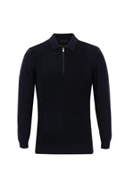 Koyu Lacivert Polo Yaka Regular Fit Fermuarlı Triko Kazak