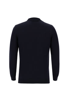 Koyu Lacivert Polo Yaka Regular Fit Fermuarlı Triko Kazak