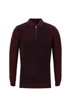 Koyu Bordo Polo Yaka Regular Fit Fermuarlı Triko Kazak
