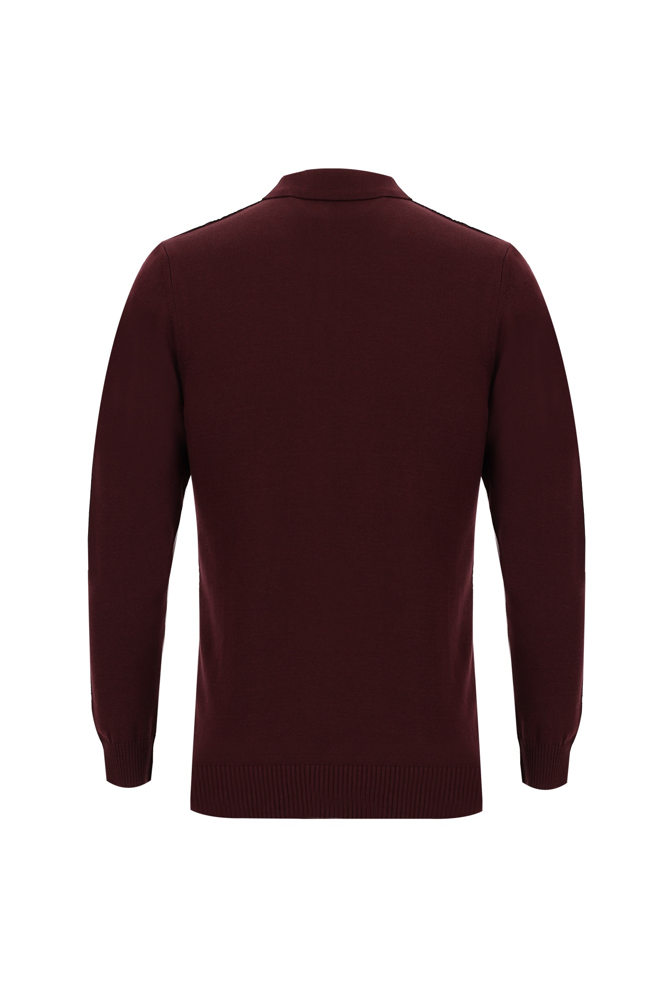 Koyu Bordo Polo Yaka Regular Fit Fermuarlı Triko Kazak