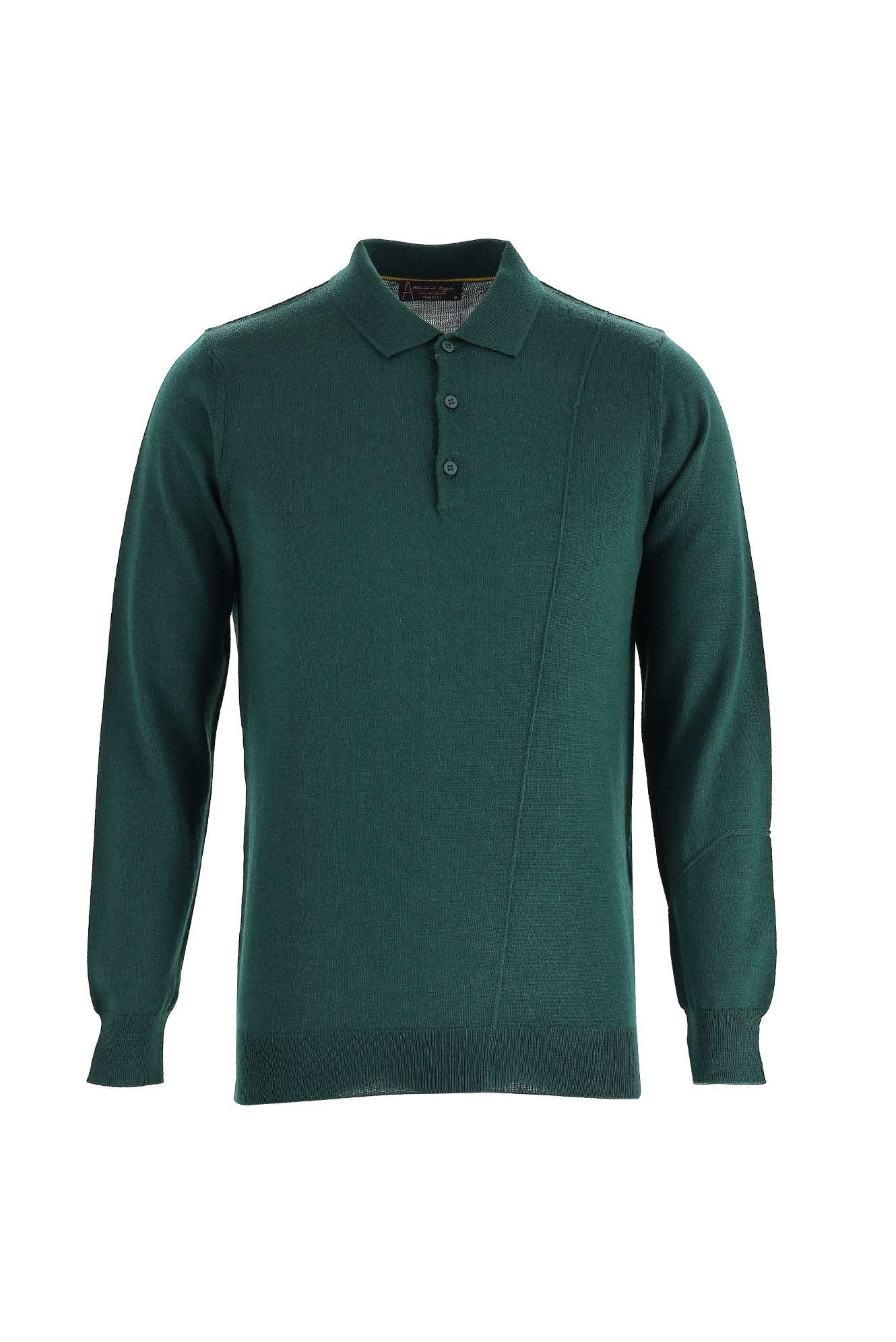 Koyu Yeşil Polo Yaka Regular Fit Triko Kazak